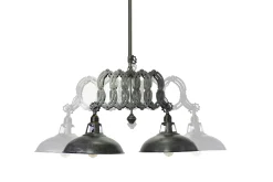 Ausziehbare Hängelampe Scherenlampe Industrial Dexter Double Metall-Vintagehaus Lampen New