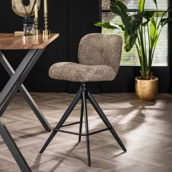 Barstuhl Drehstuhl Polsterstuhl Comfort Boucle Taupe-Vintagehaus Discount