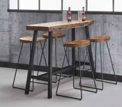 Bartisch Stehtisch Wood Akazie Baumkante Industrial 125 x 46-Vintagehaus Best