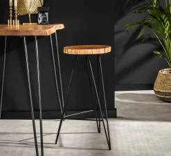 Bartischset Edge Industrial 130 + 4 Barhocker Baumscheibe-Vintagehaus New