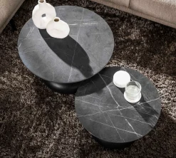 Couchtisch 2er Set Black Drops Melamin in Keramikoptik-Vintagehaus Online