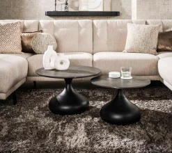 Couchtisch 2er Set Black Drops Melamin in Keramikoptik-Vintagehaus Online