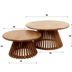 Couchtisch Retro Tweak Konisch Mangoholz Groß-Vintagehaus Clearance