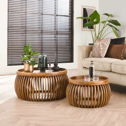 Couchtisch Retro Tweak Mangoholz 2er Set-Vintagehaus Discount