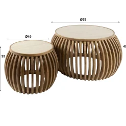 Couchtisch RomanoTweak Mangoholz Travertin 2er Set-Vintagehaus Hot