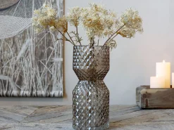 Deko Vase d'art Glas mit Diamantschliff-Chic Antique Outlet