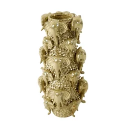 Deko Vase Jumbo Gold Elfenbeinfarben Steingut Größe L-Vintagehaus Accessoires Hot