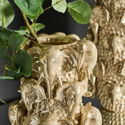 Deko Vase Jumbo Gold Elfenbeinfarben Steingut Größe L-Vintagehaus Accessoires Hot