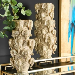 Deko Vase Jumbo Gold Elfenbeinfarben Steingut Größe L-Vintagehaus Accessoires Hot