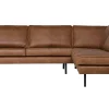 Ecksofa Eckbank Leder Rodeo 3-Sitzer Cognac Rechts 266/213 cm-BePureHome Hot
