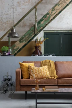 Ecksofa Leder Rodeo 3-Sitzer Cognac Rechts 300/160-BePureHome Best