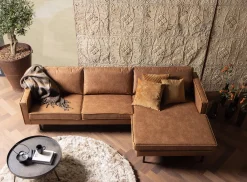 Ecksofa Leder Rodeo 3-Sitzer Cognac Rechts 300/160-BePureHome Best