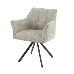 5er Set Essgruppe Arch Organic 180 Travertin + 4 Stühle Raster Boucle-Vintagehaus Clearance