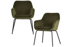 2er Set Esszimmerstuhl Schalenstuhl Velvet Mood Grün-Vintagehaus