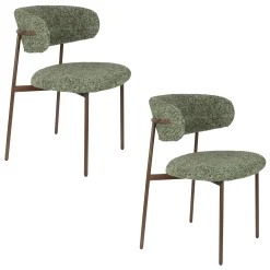 2er Set Retro Esszimmerstühle Claes Walnussholzoptik Grün-Vintagehaus Clearance