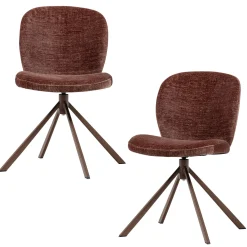 2er Set Retro Esszimmerstuhl Drehstuhl Femke Samt Chenille Braun-WOOOD Discount