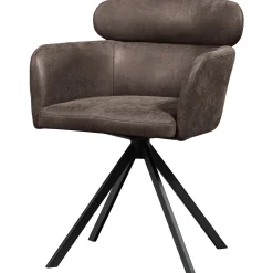 2er Set Retro Esszimmerstuhl Bürostuhl Fenne Drehbar Kunstleder Anthrazit-WOOOD New