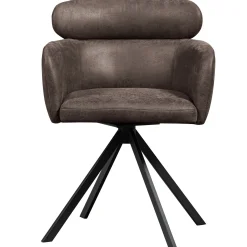 2er Set Retro Esszimmerstuhl Bürostuhl Fenne Drehbar Kunstleder Anthrazit-WOOOD New