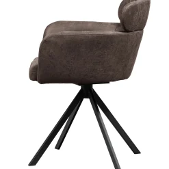 2er Set Retro Esszimmerstuhl Bürostuhl Fenne Drehbar Kunstleder Anthrazit-WOOOD New