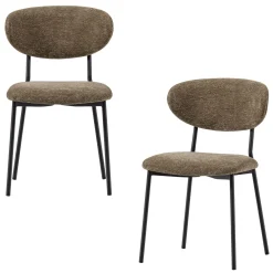 2er Set Retro Esszimmerstuhl Polsterstuhl Kjeld Samt Chenille Grün-WOOOD Clearance