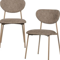 2er Set Retro Esszimmerstuhl Polsterstuhl Valor Sand-WOOOD Online