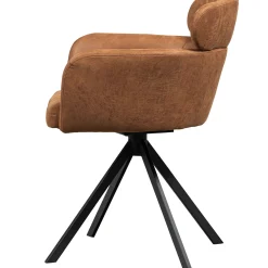 2er Set Retro Esszimmerstuhl Bürostuhl Fenne Drehbar Kunstleder Cognac-WOOOD Outlet