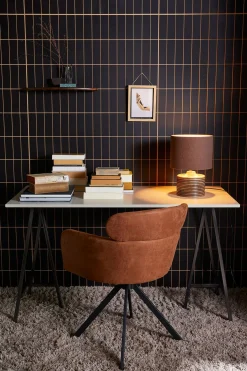 2er Set Retro Esszimmerstuhl Bürostuhl Fenne Drehbar Kunstleder Cognac-WOOOD Outlet