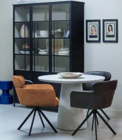 2er Set Retro Esszimmerstuhl Bürostuhl Fenne Drehbar Kunstleder Cognac-WOOOD Outlet