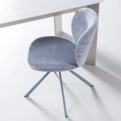 2er Set Retro Esszimmerstuhl Drehstuhl Femke Samt Chenille Blau-WOOOD Hot