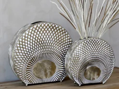 2er Set Vintage Vase Old Hollywood Metall Antik-Gold-Chic Antique Hot