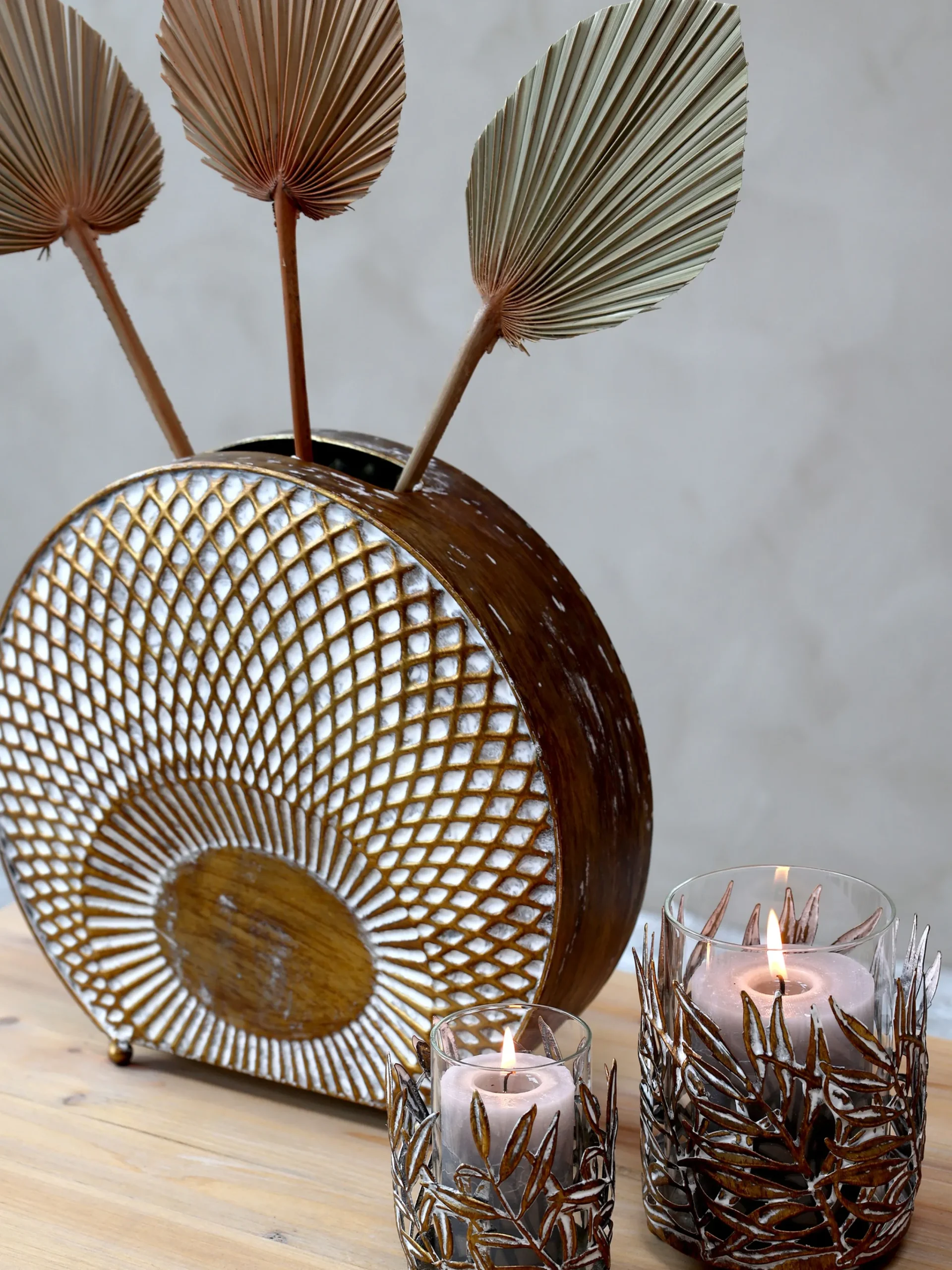 2er Set Vintage Vase Old Hollywood Metall Antik-Gold-Chic Antique Hot