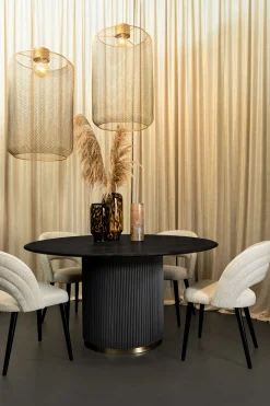 Esstisch Akazie Xelle Rund 150 Retro Design Schwarz Gold-PTMD Outlet