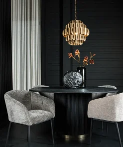 Esstisch Akazie Xelle Rund 150 Retro Design Schwarz Gold-PTMD Outlet