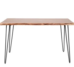 Esstisch Massivholz Baumkante Palu 130/70 Vintage Akazie Haarnadelbeine-Vintagehaus Discount