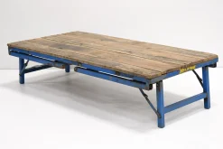 Esstisch oder Couchtisch Vintage Höhenverstellbarer Klapptisch 150/80 Blau-Vintagehaus New