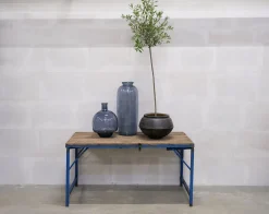 Esstisch oder Couchtisch Vintage Höhenverstellbarer Klapptisch 150/80 Blau-Vintagehaus New