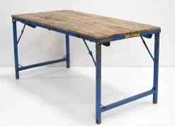 Esstisch oder Couchtisch Vintage Höhenverstellbarer Klapptisch 150/80 Blau-Vintagehaus New
