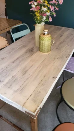 Esstisch Outdoortisch 165/75 Markttisch Vintage Klapptisch Weiß-Raw Materials Best