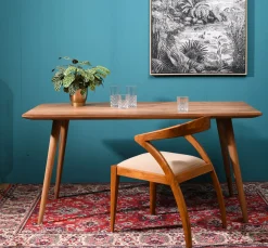 Esstisch Retro Massivholz Trapez Akazie Natur 180/90-Vintagehaus Outlet