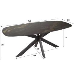 Esstisch Stone Oval Keramik Marmor Schwarz/Braun 180-Vintagehaus Discount