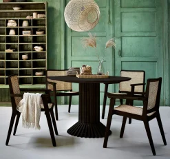 Esstisch Teak Eiffel Rund 120 Vintage Design Schwarz-Raw Materials Best