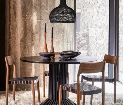 Esstisch Teak Eiffel Rund 120 Vintage Design Schwarz-Raw Materials Best