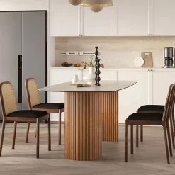 Esstisch Travertin Keramik Roma Säulen Eschenholz-Vintagehaus Clearance