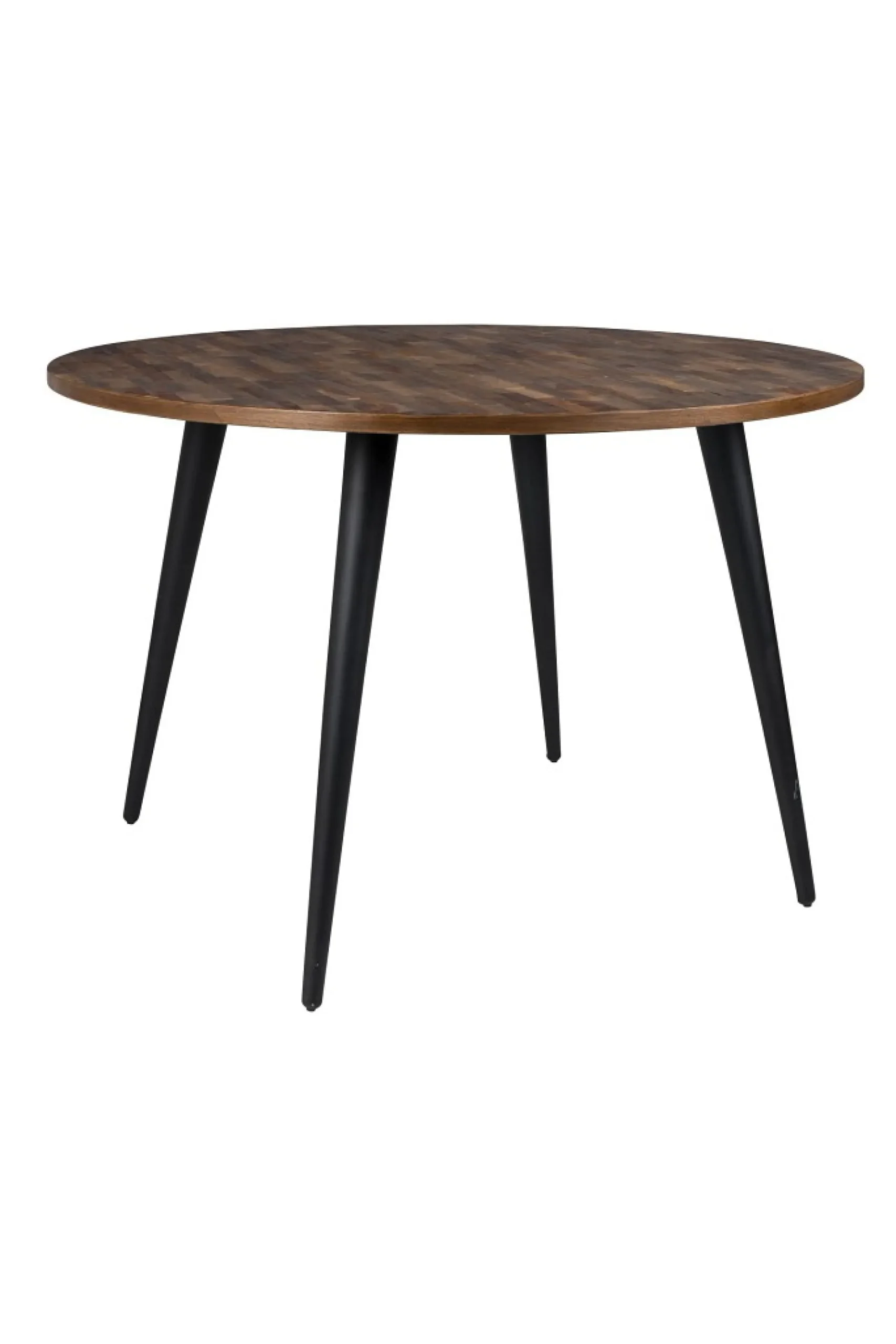 Esstisch Vintage Maria Teak Rund 110 cm Parkett-Vintagehaus Discount