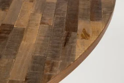 Esstisch Vintage Maria Teak Rund 110 cm Parkett-Vintagehaus Discount