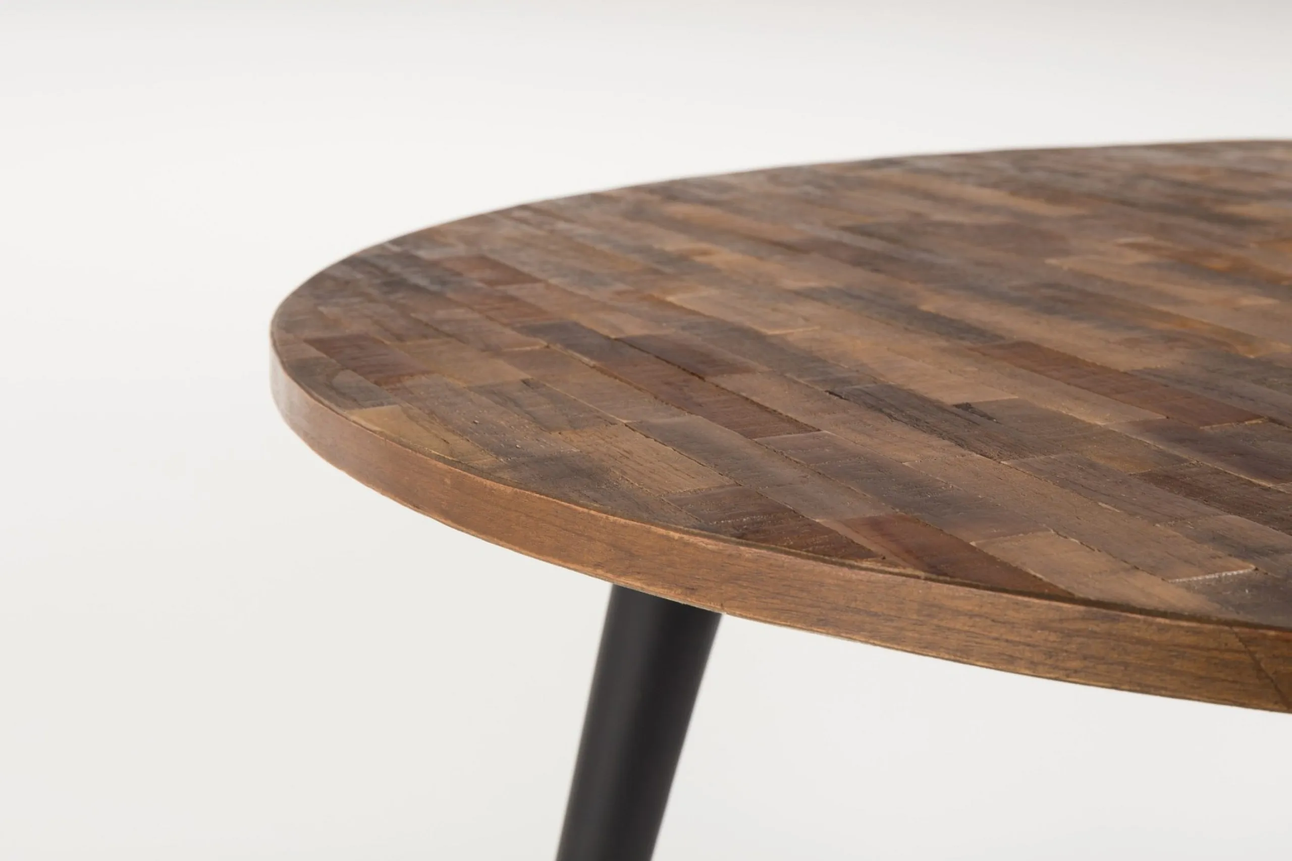 Esstisch Vintage Maria Teak Rund 110 cm Parkett-Vintagehaus Discount