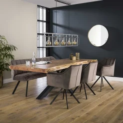 Esstischbank Polsterbank Raster Samt 180 Industrial Grau-Vintagehaus Hot