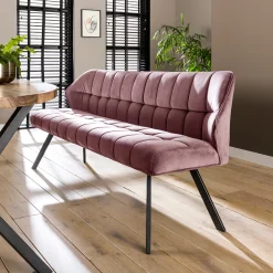 Esstischbank Polsterbank Raster Samt 180 Industrial Rosa-Vintagehaus Best