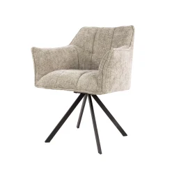 Esszimmerstuhl Armlehnstuhl Raster Drehbar Strukturstoff Sand-Vintagehaus New