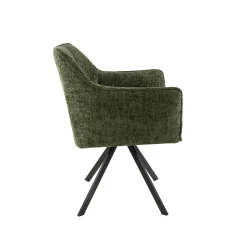 Esszimmerstuhl Armlehnstuhl Raster Drehbar Strukturstoff Grün-Vintagehaus Outlet